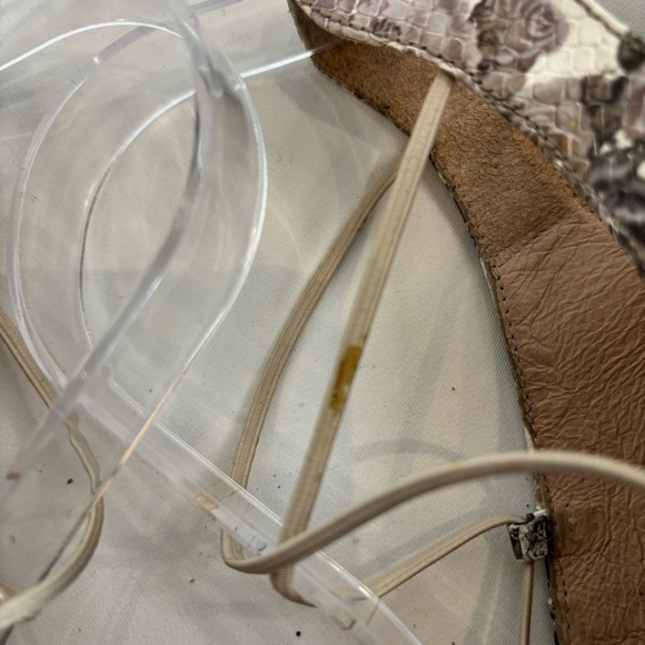 HISPANITAS Sz 38 Pointy Toe Floral Snake Embossed Made in Spain Sling Back Flats - Picture 5 of 9